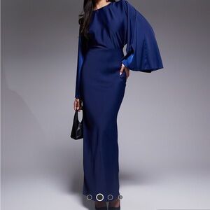 ASOS Navy Long Sleeve Maxi Dress